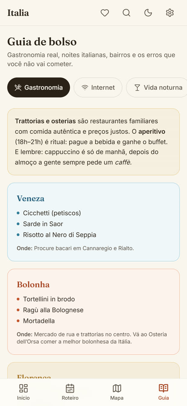 Guia de bolso com a gastronomia típica de cada cidade